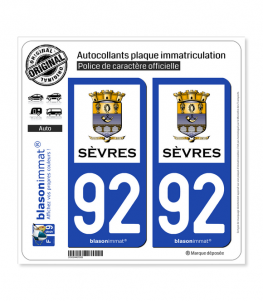 92 Sèvres - Ville | Autocollant plaque immatriculation