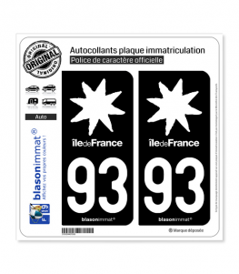 blason Stickers pour plaque département 93 Hauts-de-Seine jeu de 2 stickers