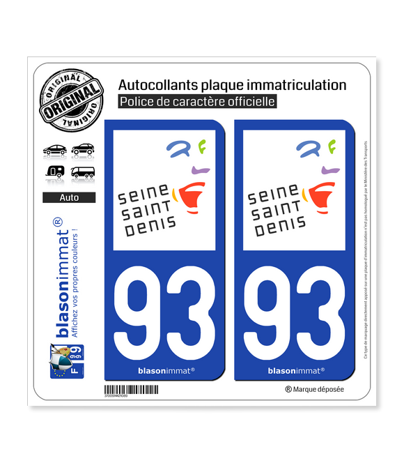 93 Seine-Saint-Denis - Tourisme | Autocollant plaque immatriculation