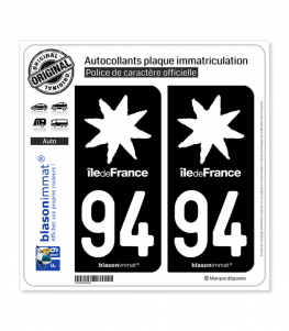 94 Ile-de-France- LogoType Black | Autocollant plaque immatriculation