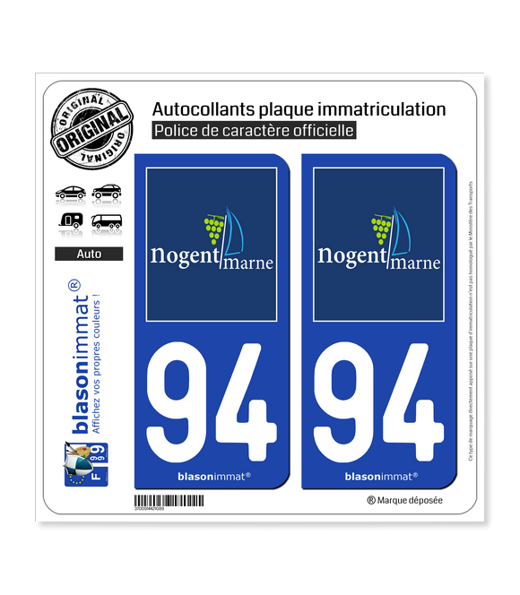 94 Nogent-sur-Marne - Tourisme | Autocollant plaque immatriculation