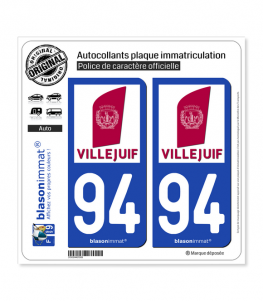 94 Villejuif - Ville | Autocollant plaque immatriculation
