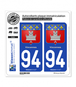 94 Vincennes - Armoiries | Autocollant plaque immatriculation