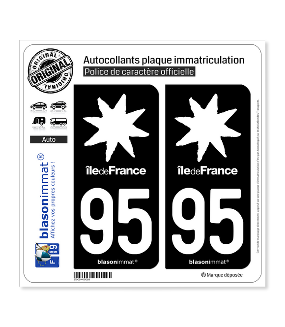 95 Ile-de-France- LogoType Black | Autocollant plaque immatriculation