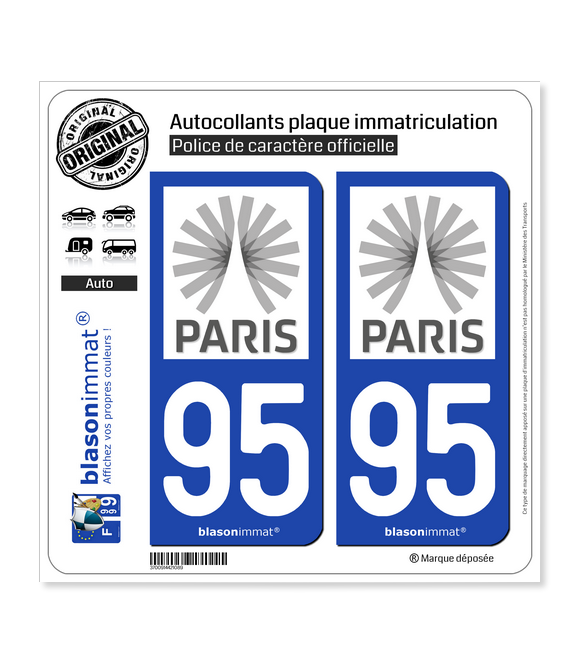 95 Ile-de-France - Tourisme | Autocollant plaque immatriculation