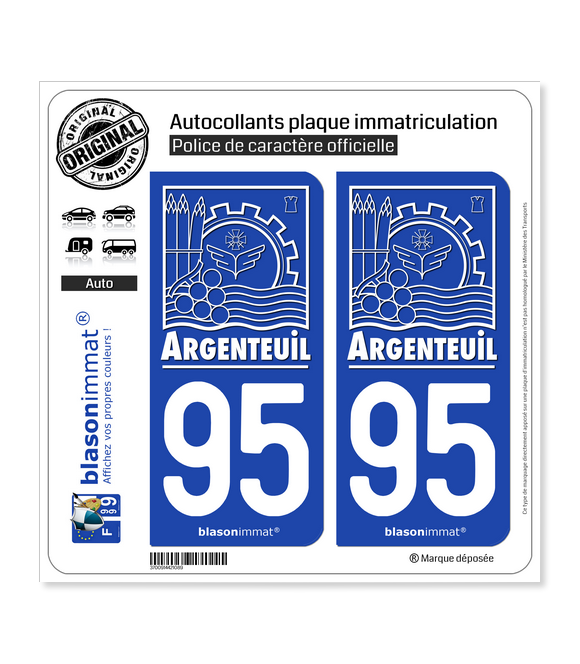 95 Argenteuil - Ville | Autocollant plaque immatriculation