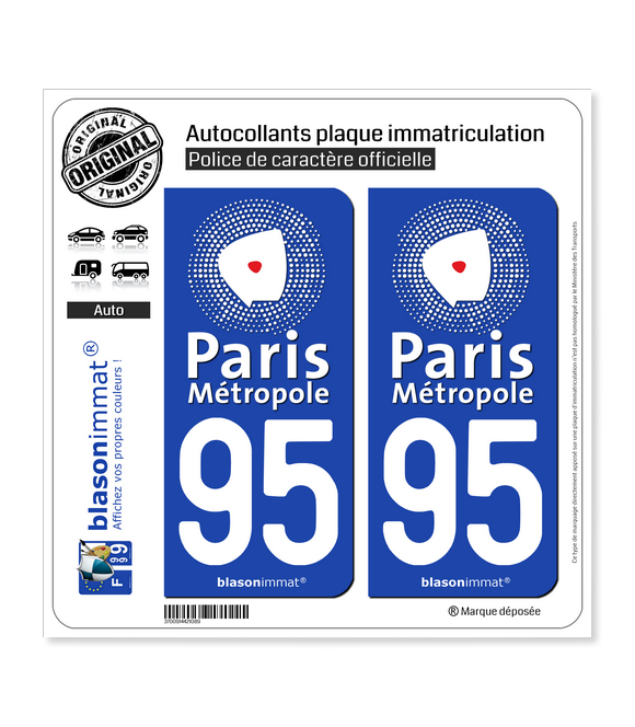 95 Argenteuil - Agglo | Autocollant plaque immatriculation