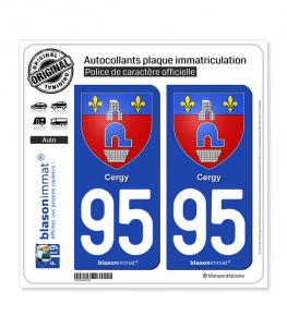 95 Cergy - Armoiries | Autocollant plaque immatriculation