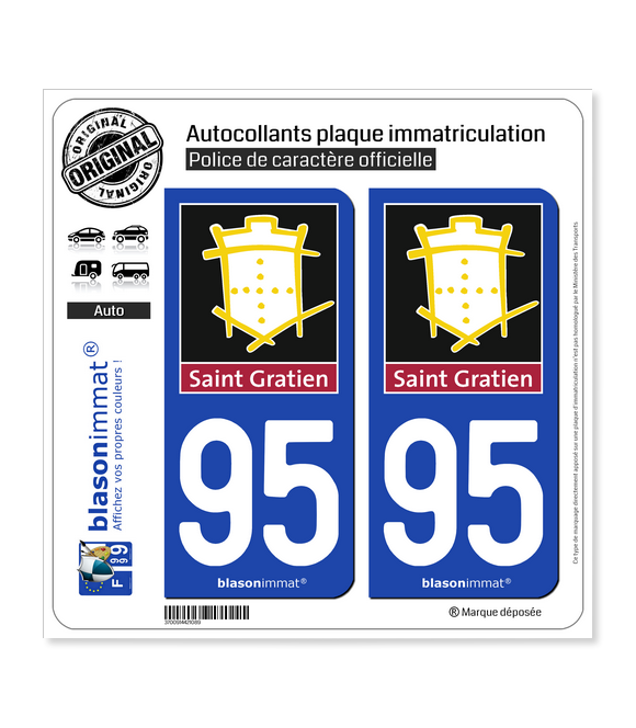 95 Saint-Gratien - Ville | Autocollant plaque immatriculation