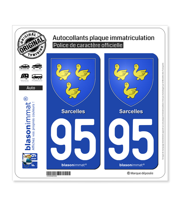 95 Sarcelles - Armoiries | Autocollant plaque immatriculation