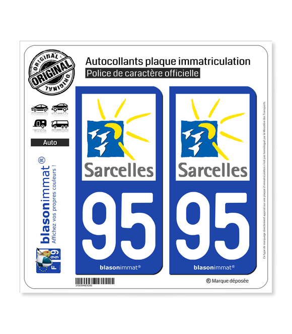 95 Sarcelles - Ville | Autocollant plaque immatriculation