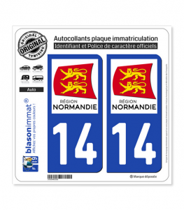 14 Normandie - LogoType | Autocollant plaque immatriculation