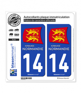 14 Normandie - Région II | Autocollant plaque immatriculation