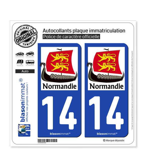 14 Normandie - Drakkar | Autocollant plaque immatriculation