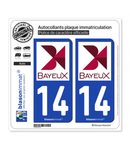 14 Bayeux - Ville | Autocollant plaque immatriculation