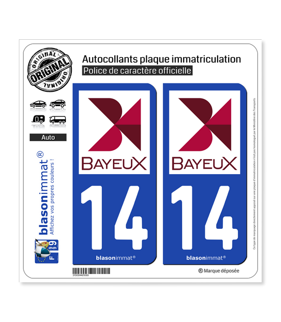 14 Bayeux - Ville | Autocollant plaque immatriculation