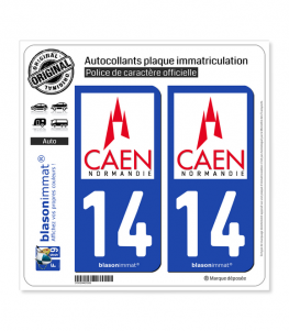 14 Caen - Ville | Autocollant plaque immatriculation