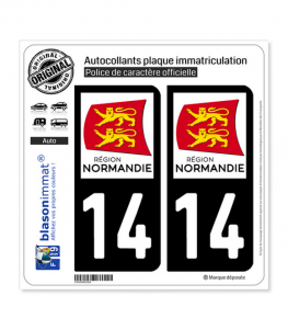 14 Normandie - LogoType | Autocollant plaque immatriculation