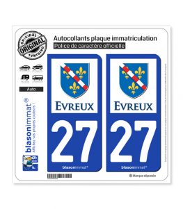 27 Évreux - Ville | Autocollant plaque immatriculation