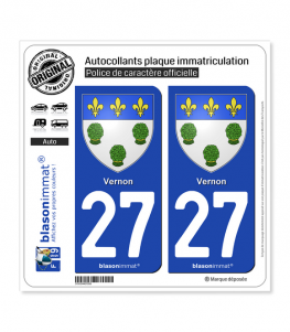 27 Vernon - Armoiries | Autocollant plaque immatriculation