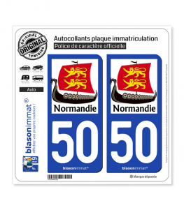 50 Normandie - Drakkar | Autocollant plaque immatriculation
