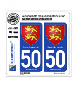 50 Basse-Normandie - Armoiries | Autocollant plaque immatriculation