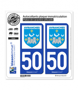 50 Avranches - Ville | Autocollant plaque immatriculation