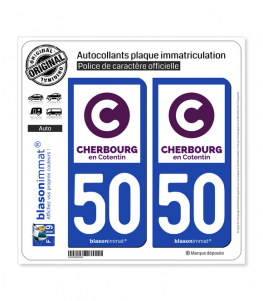 50 Cherbourg-en-Cotentin - Ville | Autocollant plaque immatriculation