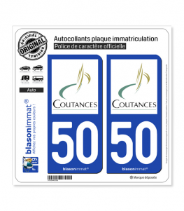 50 Coutances - Ville | Autocollant plaque immatriculation