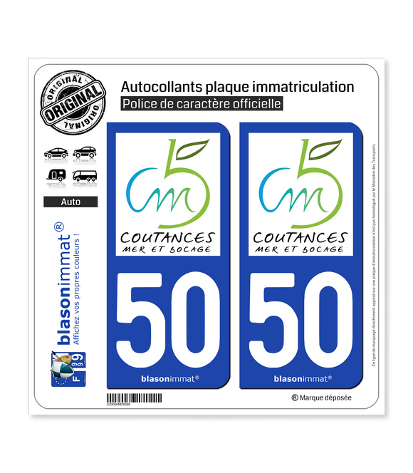 50 Coutances - Agglo | Autocollant plaque immatriculation