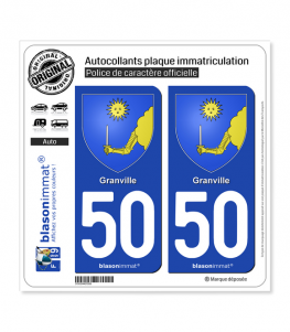 50 Granville - Armoiries | Autocollant plaque immatriculation
