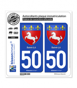 50 Saint-Lô - Armoiries | Autocollant plaque immatriculation