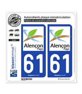 61 Alençon - Pays | Autocollant plaque immatriculation