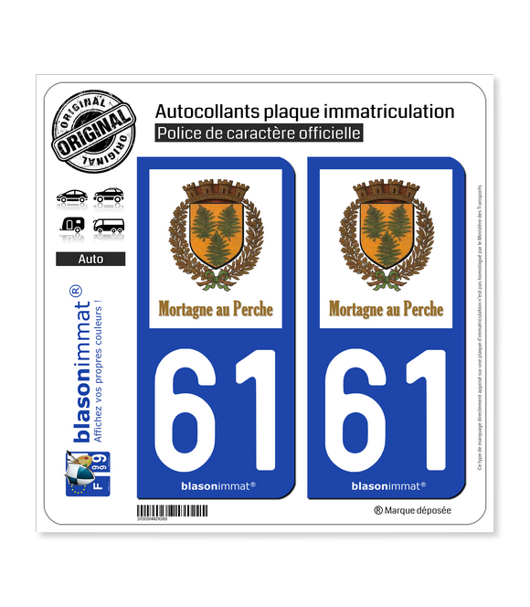 61 Mortagne-au-Perche - Commune | Autocollant plaque immatriculation