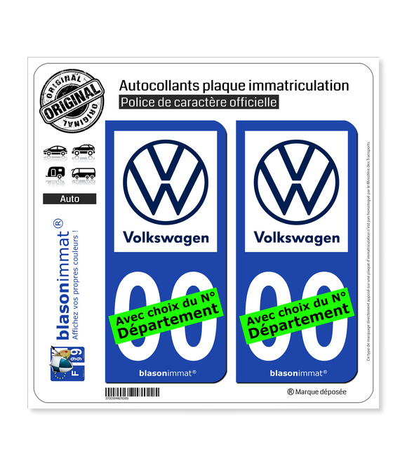 Volkswagen | Autocollant plaque immatriculation