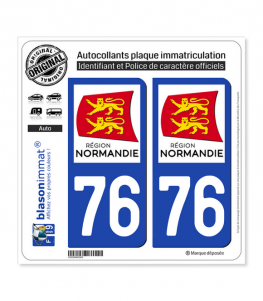 76 Normandie - LogoType | Autocollant plaque immatriculation