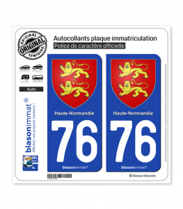 76 Haute-Normandie - Armoiries | Autocollant plaque immatriculation