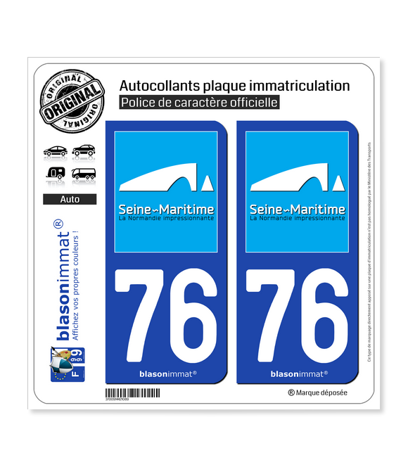 76 Seine-Maritime - Tourisme | Autocollant plaque immatriculation