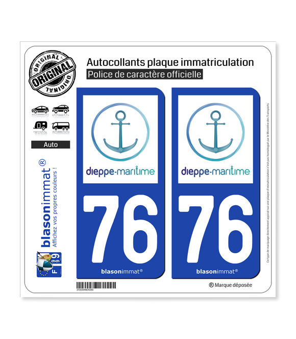 76 Dieppe - Tourisme | Autocollant plaque immatriculation