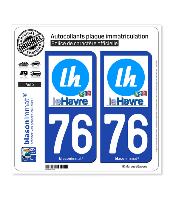 76 Le Havre logo autocollant plaque stickers ville arrondis 