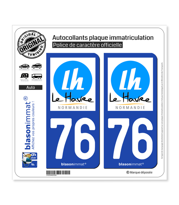 76 Le Havre - Tourisme | Autocollant plaque immatriculation