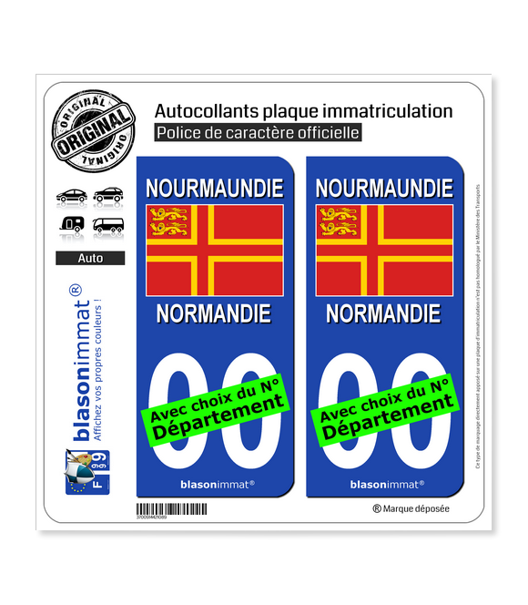 Normandie Croix de Saint 2 Stickers autocollant plaque immatriculation Auto 