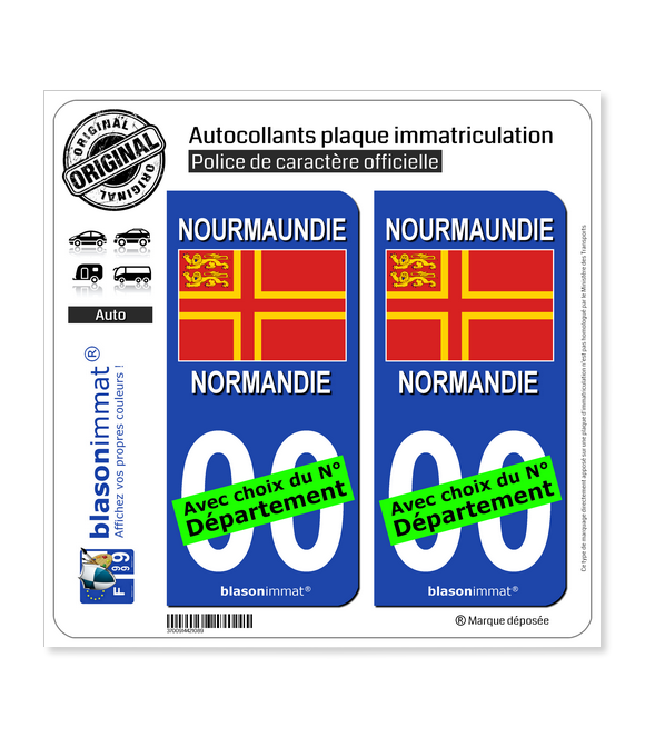 Normandie - Croix de Saint Olaf II | Autocollant plaque immatriculation