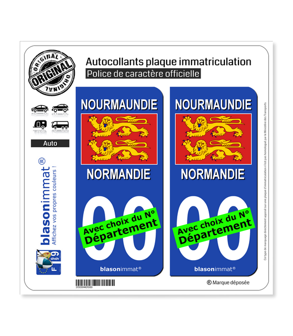 Normandie - Drapeau | Autocollant plaque immatriculation