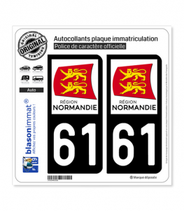 61 Normandie - LogoType | Autocollant plaque immatriculation