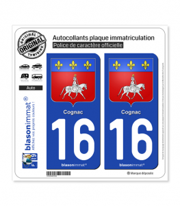 16 Cognac - Armoiries | Autocollant plaque immatriculation