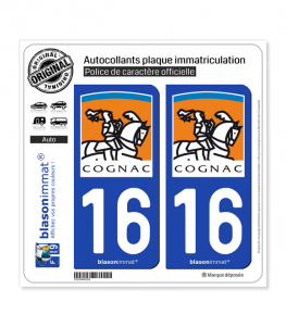 16 Cognac - Ville | Autocollant plaque immatriculation