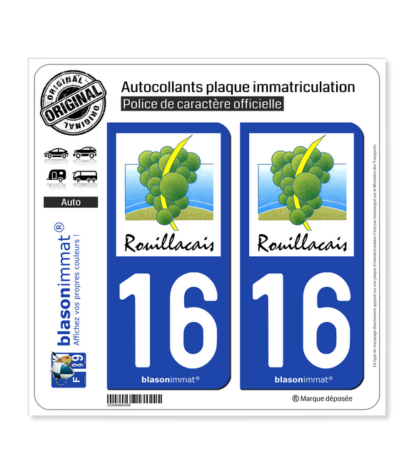 16 Rouillac - Agglo | Autocollant plaque immatriculation