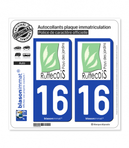16 Ruffec - Pays | Autocollant plaque immatriculation