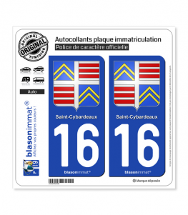 16 Saint-Cybardeaux - Armoiries | Autocollant plaque immatriculation